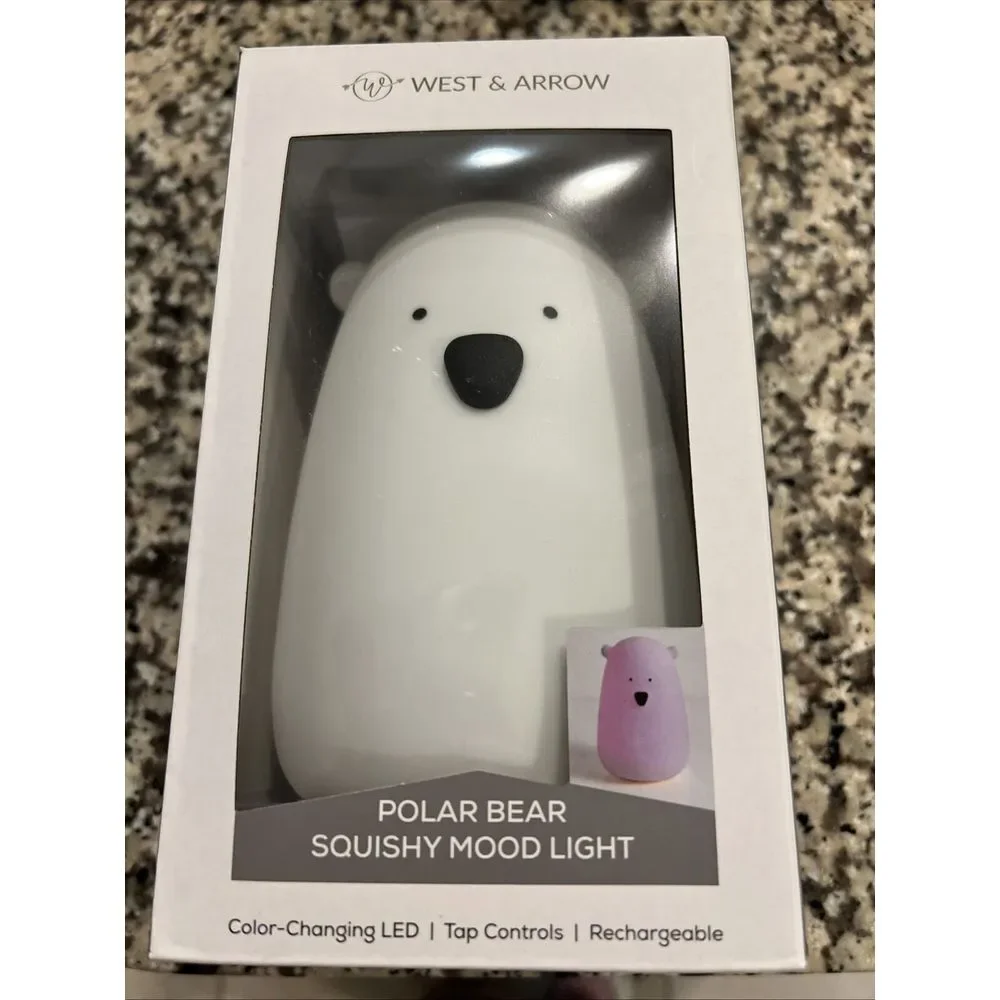 West & Arrow color-changing LED Polar Bear Squishy Mood Light Night Light NIB